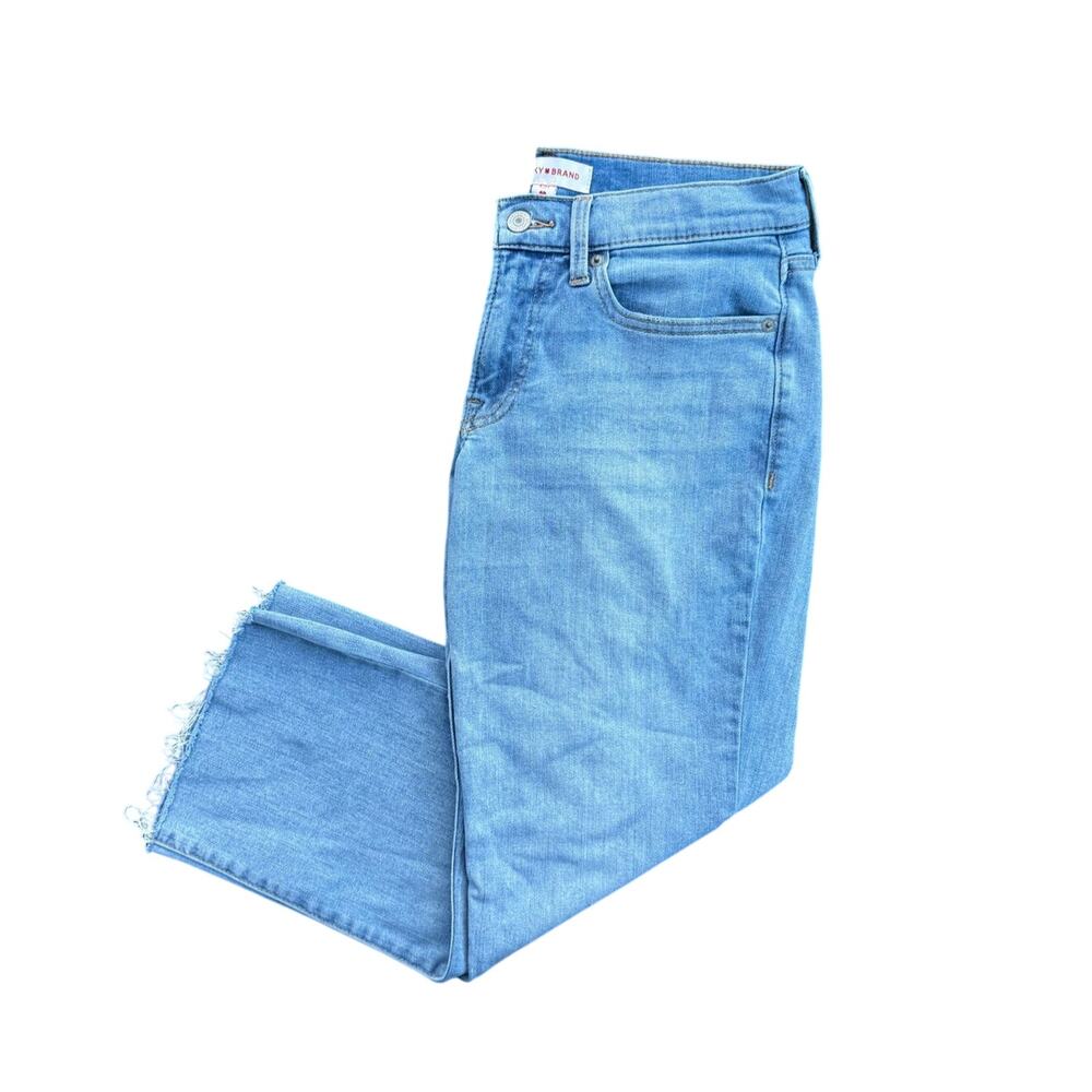Lucky Brand Sweet Mid Rise Crop Jeans Womens 4/27 Light Wash Raw Hem Stretch